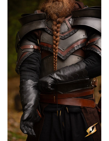 Black medieval scale gloves