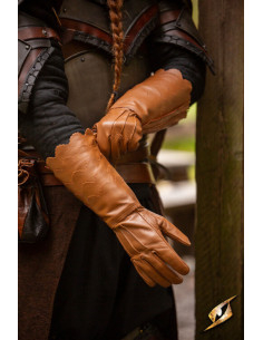 Brown medieval scale gloves