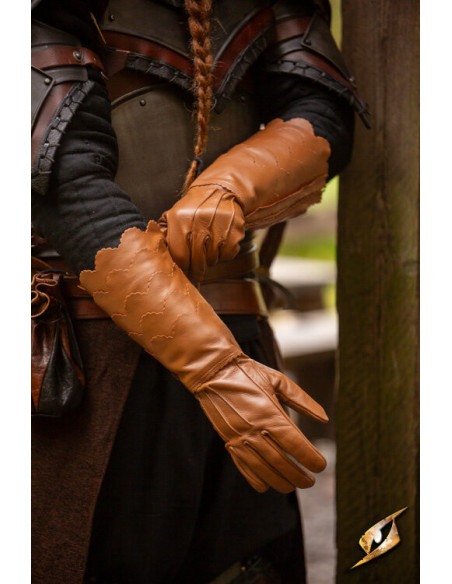 Brown medieval scale gloves