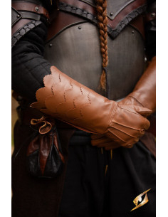 Brown medieval scale gloves 2