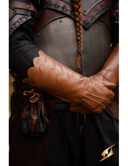 Brown medieval scale gloves
