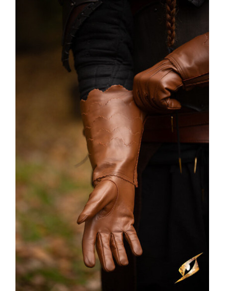 Brown medieval scale gloves