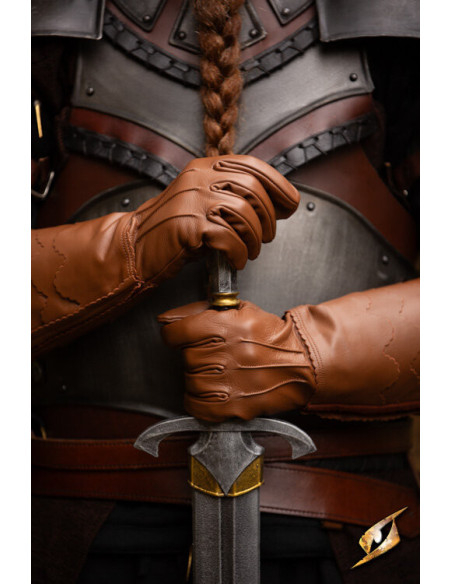 Brown medieval scale gloves