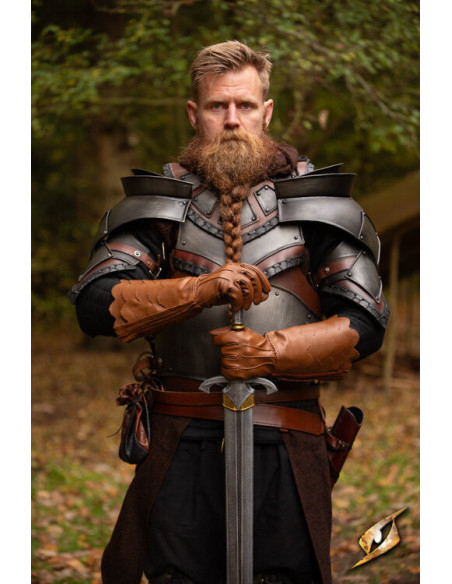 Brown medieval scale gloves