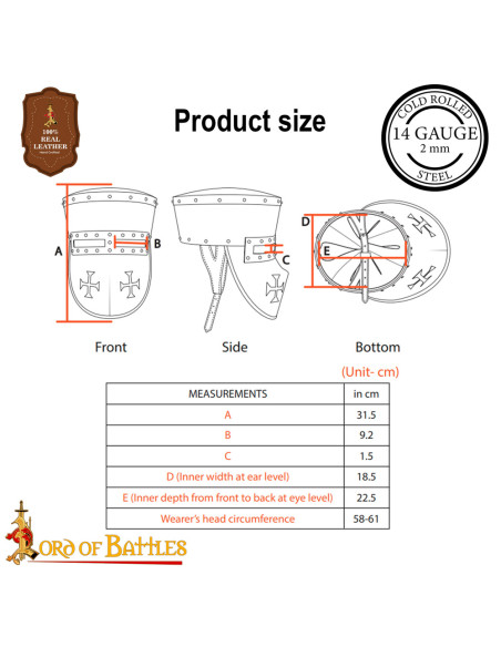 13th Century Templar Knight Helmet...