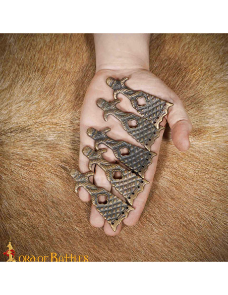 Pack of 5 medieval belt tips brass...