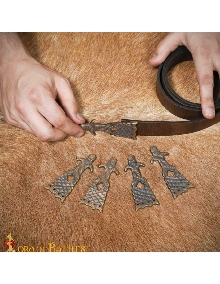 Pack of 5 medieval belt tips brass...