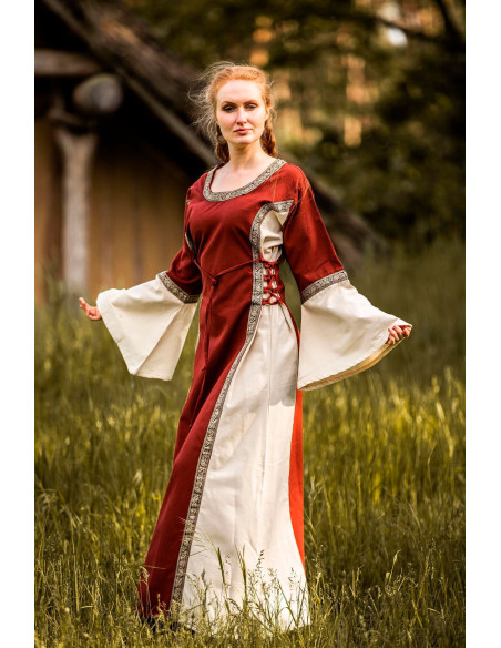 Medieval dress woman Angie, red-white...