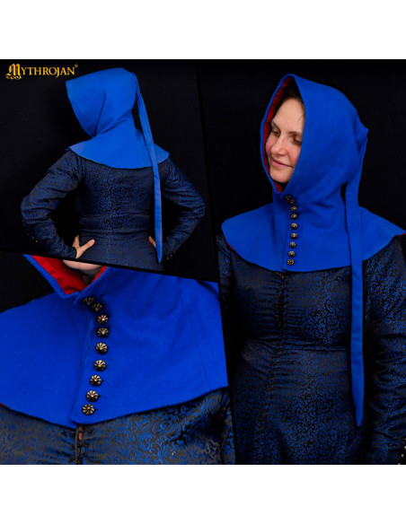 Medieval wool hood with buttons 15th...