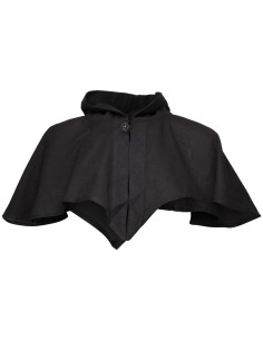 Medieval hood with shoulder covers, black