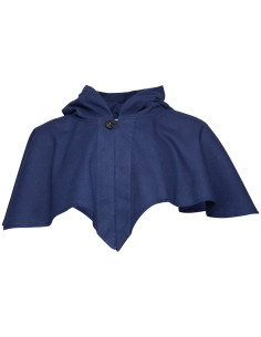 Medieval hood with shoulder cover, blue