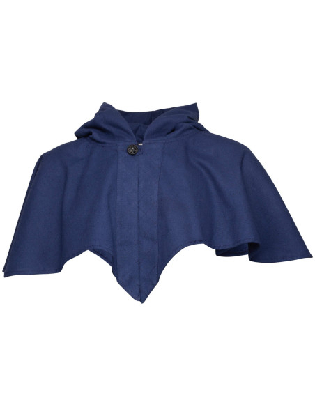 Medieval hood with shoulder cover, blue