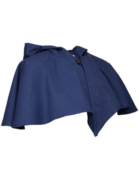 Medieval hood with shoulder cover, blue