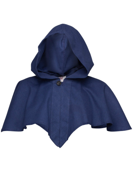 Medieval hood with shoulder cover, blue