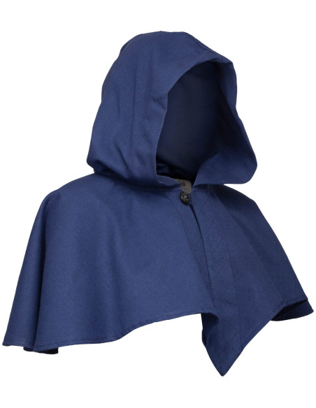 Medieval hood with shoulder cover, blue