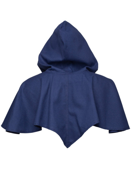 Medieval hood with shoulder cover, blue