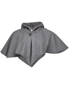 Hood and medieval shoulder cover in gray wool
