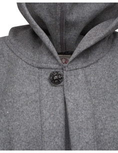 Hood and medieval shoulder cover in gray wool 2