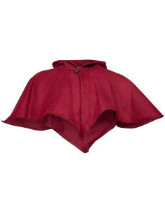 Medieval hood and shoulder cover in red wool