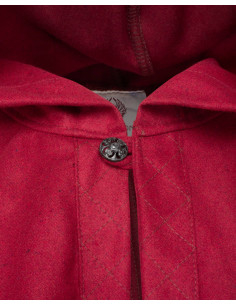 Medieval hood and shoulder cover in red wool 2