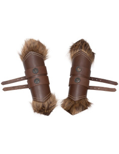 Viking greaves in leather model Jotun, brown