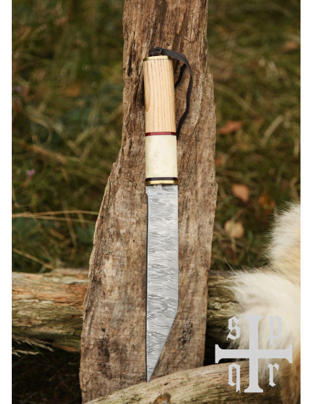 Viking Sax Knife in Damascus Steel
