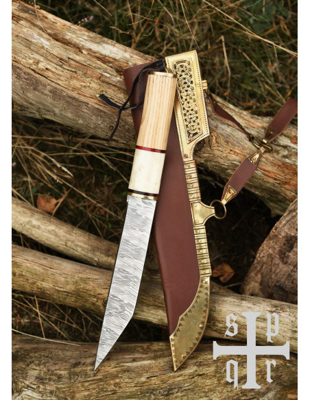 Viking Sax Knife in Damascus Steel