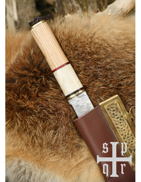 Viking Sax Knife in Damascus Steel