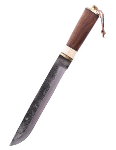 Medieval long knife with leather sheath