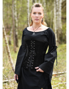 Large medieval corset in black velvet