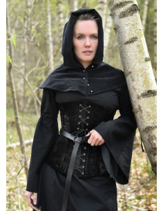 Large medieval corset in black velvet 2