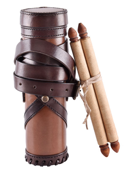 Roman Cap Scroll Holder in Leather