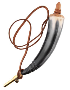 Horn powder flask with brass stopper (approx. 25 cm) 2