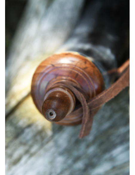 Horn powder flask with brass stopper...