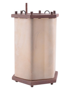 Wooden lantern with raw leather (23.5 cm)