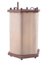 Wooden lantern with raw leather (23.5 cm)