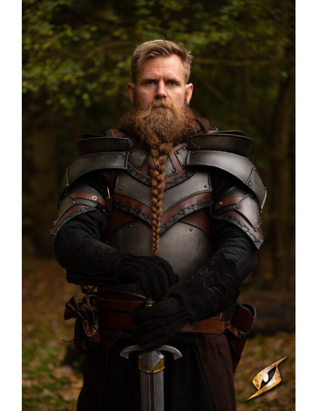 Medieval scale gloves in suede, black