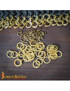 Brass chain mail ring bag with rivets (9 mm.) 2