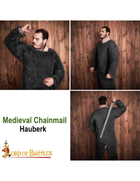 Riveted Blackened Round Ring Chainmail