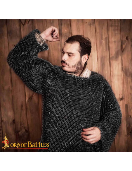 Riveted Blackened Round Ring Chainmail