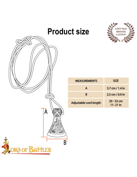 Celtic-Viking axe pendant, bronze finish