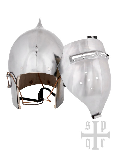 Medieval Helmet with Visor and Onion Top Medieval Helmet with Visor and Onion Top