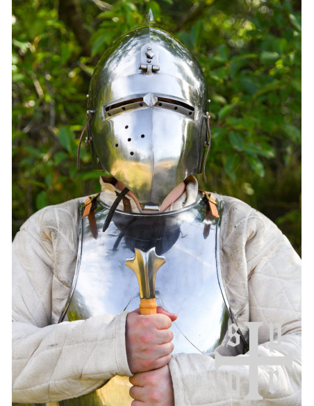 Medieval Helmet with Visor and Onion Top Medieval Helmet with Visor and Onion Top