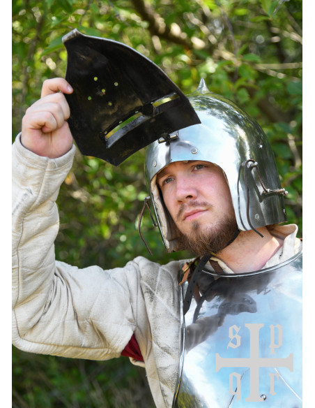 Medieval Helmet with Visor and Onion Top Medieval Helmet with Visor and Onion Top