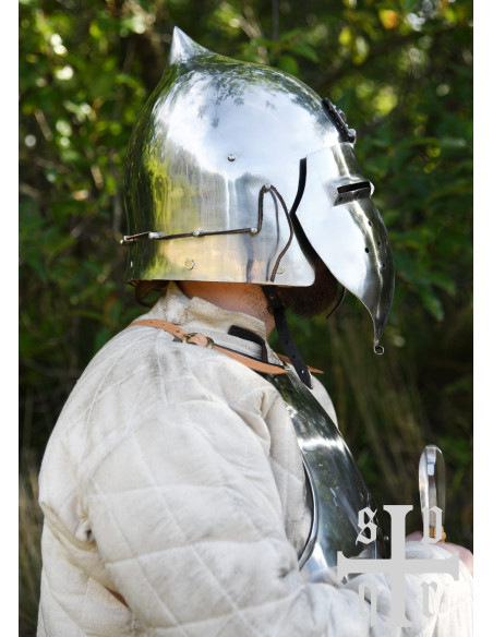 Medieval Helmet with Visor and Onion Top Medieval Helmet with Visor and Onion Top