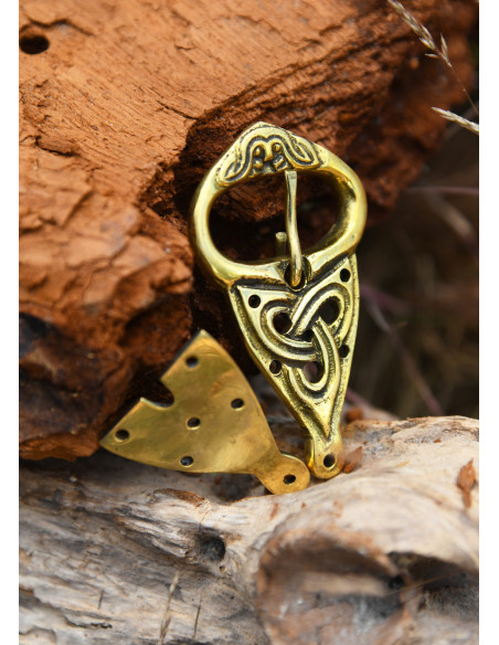 Viking belt buckle with rivets, brass