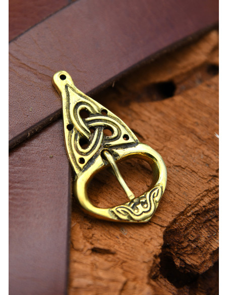 Viking belt buckle with rivets, brass