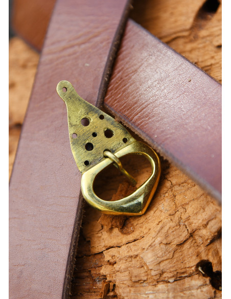 Viking belt buckle with rivets, brass