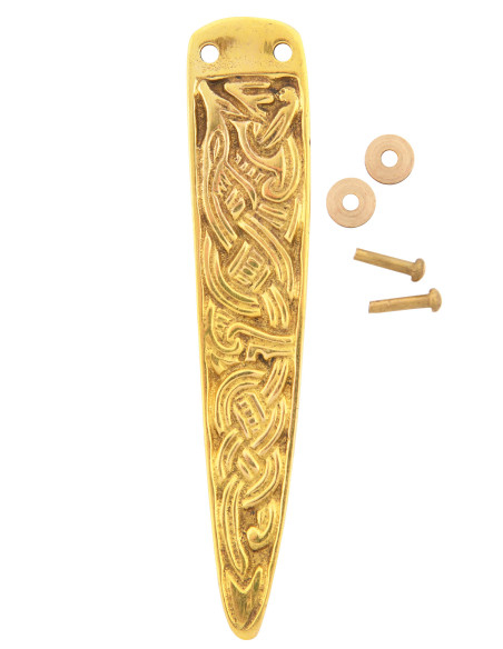 Viking belt end accessory, brass