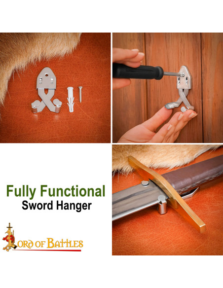 Steel support to hang sword vertically